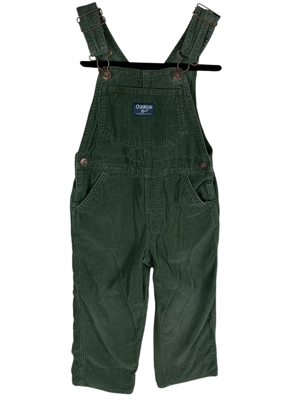 Boy's Oshkosh B'Gosh Green Corduroy Vestbak Bib Overalls Size 4T 100% Cotton